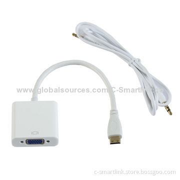 Mini HDMI® to VGA M/F Active Adapter, Audio Output, Converts Digital Mini HDMI Signal to VGA